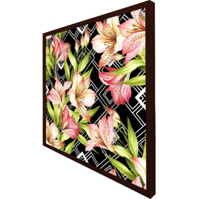 Bright plants on geometric background (Picutre Frame) / 30x30" / Oak