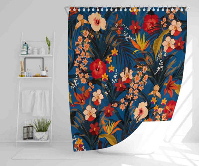Bright Red & Orange Tropical Flowers & Plants (Shower Curtain) / Default Title Price Comparisons | Compare The Build