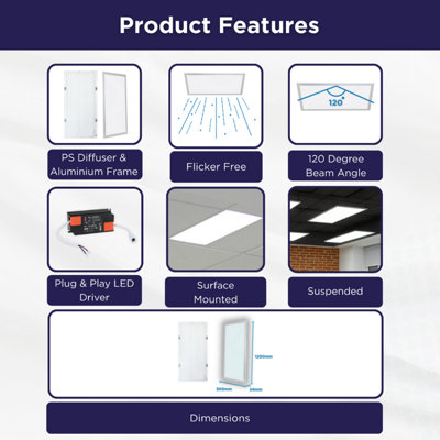 Bright Source 1200x300 LED Backlit Panel 40w 3000k 5 Year Warranty ...