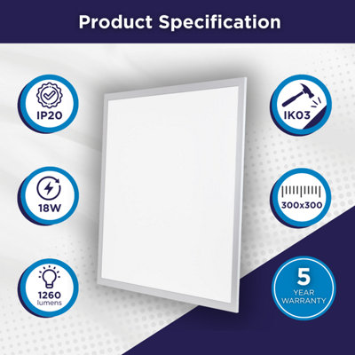 Bright Source 18w 4000k 300x300 LED Panel (Driver Inc) - Cool White ...