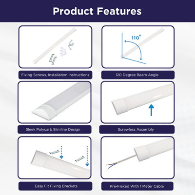 Bright Source 2ft 20w 4000k Slimline LED Batten - Cool White
