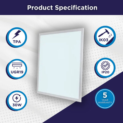 Bright Source 30w 6000k 600x600 TPA & UGR19 LED Panel (Driver Inc ...