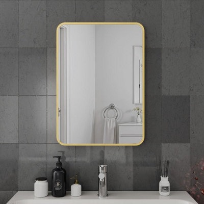 Bright Source 500x700 Antila Brushed Brass Rounded Edge Mirror