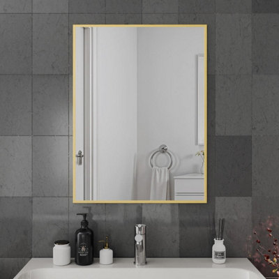 Bright Source 600x800 Corvus Brushed Brass Squared Edge Mirror