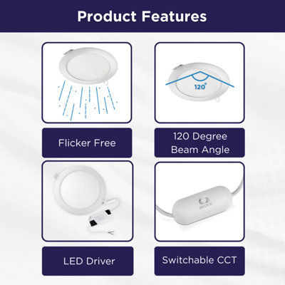 Bright Source 6w 120mm LED Round Panel - CCT - Cutout 110mm - Selft ...