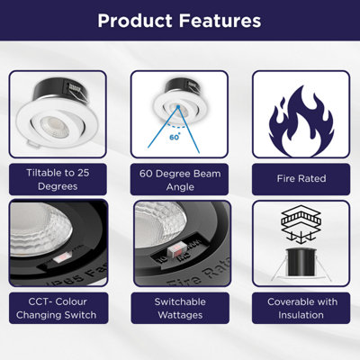 Bright Source All In One 8w/10w Tiltable LED Dimmable Downlight - CCT ...