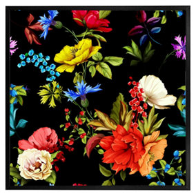 Bright vibrant flowers (Picutre Frame) / 30x30" / Oak