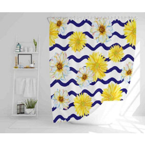 Bright Yellow Flowers & Zig Zags (Shower Curtain) / Default Title