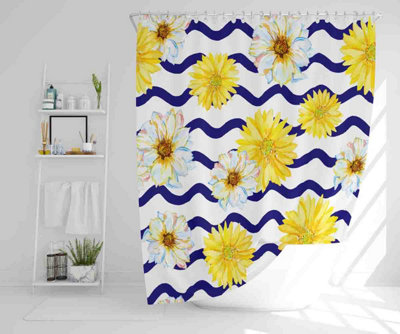 Bright Yellow Flowers & Zig Zags (Shower Curtain) / Default Title