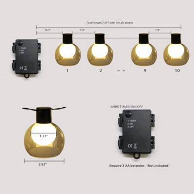 Bright Zeal Bright Timer String Lights with 10 Balls