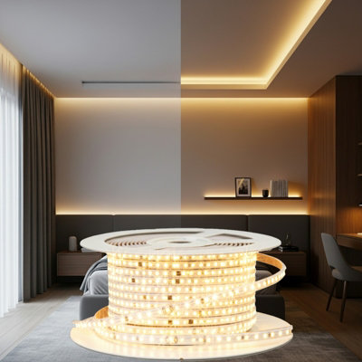 Brightex 10m SMD LED Strip Light Warm White 220V Flexible Super Bright ...