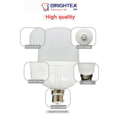 Brightex 50W High-Lumen LED Bulb, 4500 lm, B22 Bayonet , Cool White ...