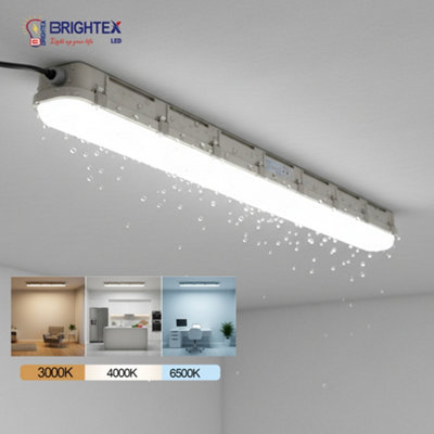Brightex 60W 5FT LED Batten Light 1500mm 6000lm IP65 Waterproof 3CCT ...