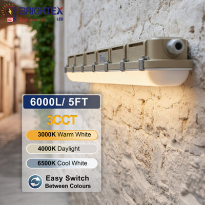Brightex 60W 5FT LED Batten Light 1500mm 6000lm IP65 Waterproof 3CCT ...