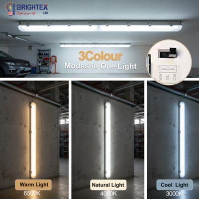 Brightex 72W LED Batten Light 1800mm IP65 Waterproof 3CCT Surface Tube ...