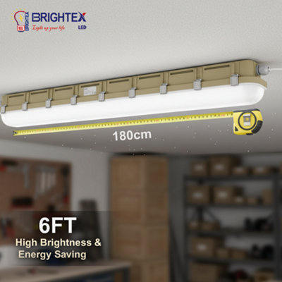 Brightex 72W LED Batten Light 1800mm IP65 Waterproof 3CCT Surface Tube ...