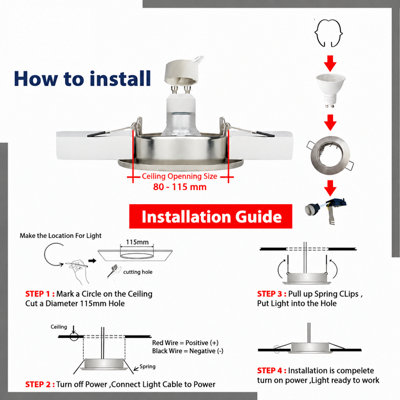 Brightex Pack of 10 GU10 Downlight Holder Round Recessed Ceiling ...