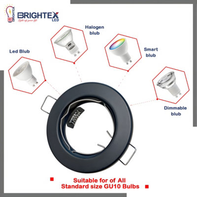 Brightex Pack of 10 GU10 Downlight Holder Round Recessed Ceiling ...