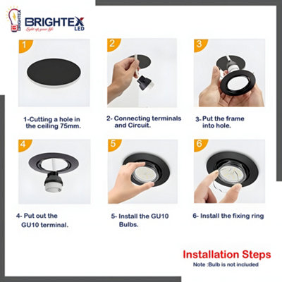 Brightex Pack of 10 GU10 Downlight Holder Round Recessed Ceiling ...