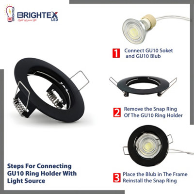 Brightex Pack of 10 GU10 Downlights Holder Round Recessed Ceiling ...