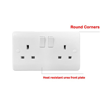 Brightex, Pack of 5 2 gang 13a switched socket double pole Sockets ...