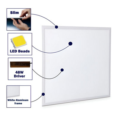 Brightex Pack of 5 LED Panel Light 600x600mm 48W 4320lm Recessed ...