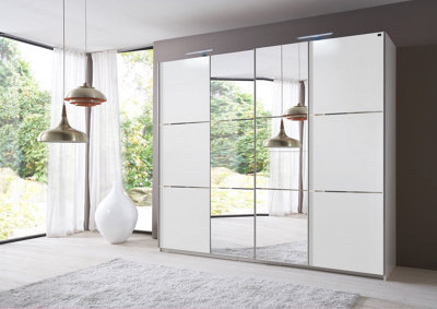 Brighton  350cm  4 sliding door wardrobe with the two centre doors fitted with mirror glass