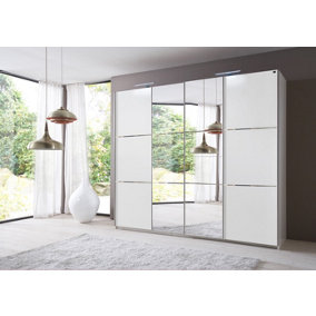 Brighton  350cm  4 sliding door wardrobe with the two centre doors fitted with mirror glass