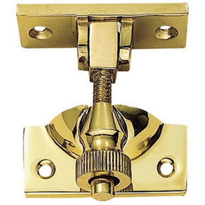 Brighton Pattern Sprung Sash Fastener 56 x 22mm Fixing Plate Polished Brass