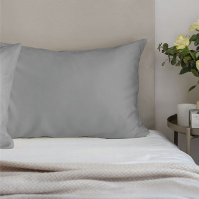 Brightr Copper-Infused Eucalyptus Silk Pillowcase  Anti-Aging, Anti-Acne, Cooling  Natural Fabric, Zip Closure, Grey