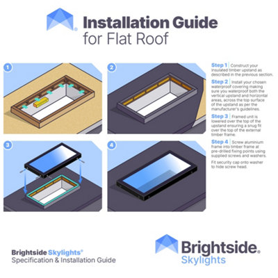 Brightside  Flat Glass Fixed Rooflight with Ultra-Slim  Anthracite Grey Aluminium Frame - Clear Glass - 750mm x 750mm