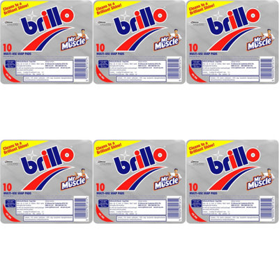 Brillo Multi Use Soap Pads 10 per pack (Pack of 6)