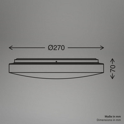 Briloner Bathroom Ceiling Light LED Lamp IP54 Round 12W 270mm Warm White