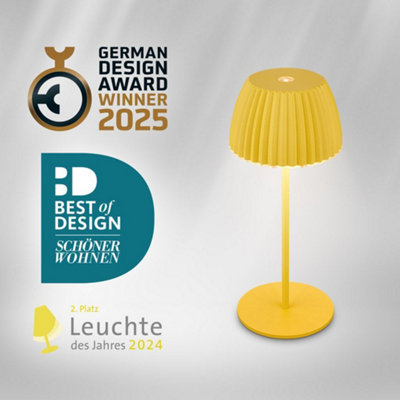 Briloner Battery Powered Yellow Dimmable Table Lamp