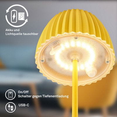 Briloner Battery Powered Yellow Dimmable Table Lamp