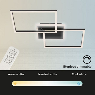 Briloner Black Rectangular LED Ceiling Light Remote Control CCT ...