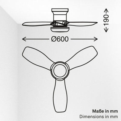 Briloner Mains-powered LED White CCT Remote Control Ceiling Fan Light ...