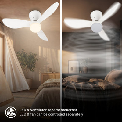 Briloner Mains-powered LED White CCT Remote Control Ceiling Fan Light (Dia)78cm
