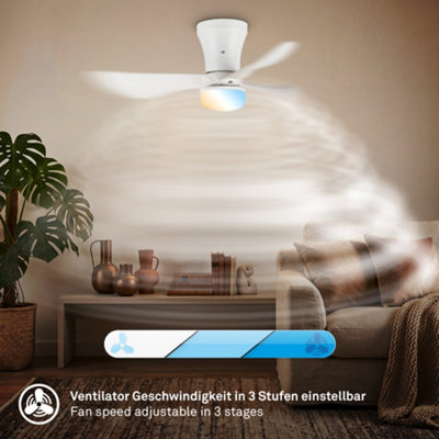 Briloner Mains-powered LED White CCT Remote Control Ceiling Fan Light (Dia)78cm