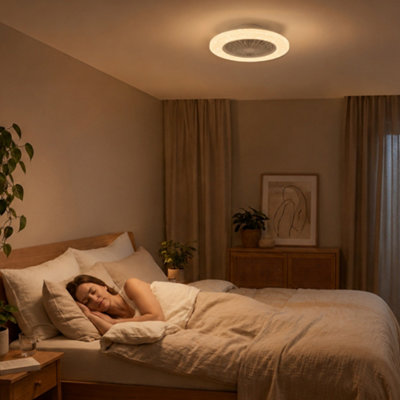 Briloner White Ceiling Fan with LED Light RGB Star Cover Adjustable ...