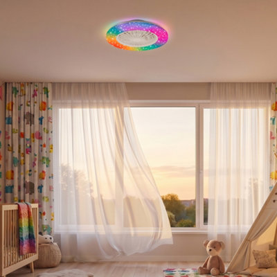Briloner White Ceiling Fan with LED Light RGB Star Cover Adjustable ...
