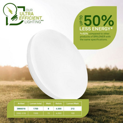 Briloner White LED Ceiling Light Lamp 8W 1700lm Ultra Efficient Living Room Hallway 290mm