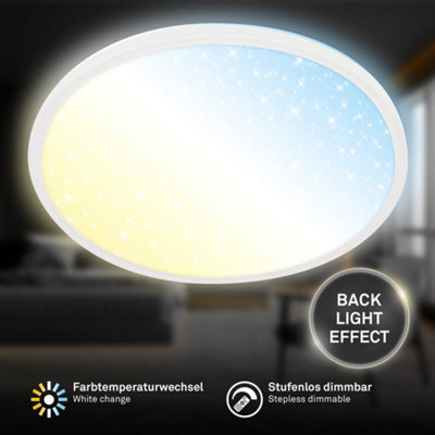 Briloner White LED Ceiling Light Lamp Living Room Dimmable Starry Sky Effect CCT 375mm