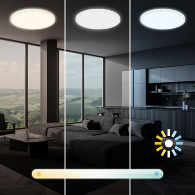 Briloner White LED Ceiling Light Lamp Living Room Dimmable Starry Sky Effect CCT 375mm