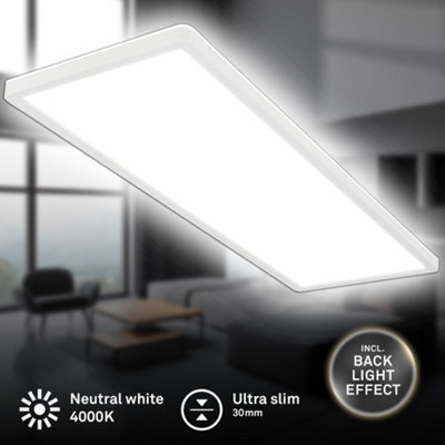 Briloner White LED Panel Backlight Effect Ceiling Light 58cm, 22W, 4000K, 3000lm