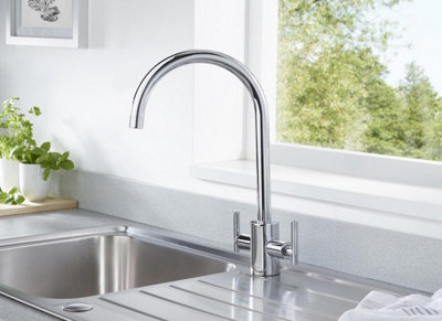 Bristan Affinean Kitchen Sink Mixer Tap Double Lever Modern EasyFit Chrome