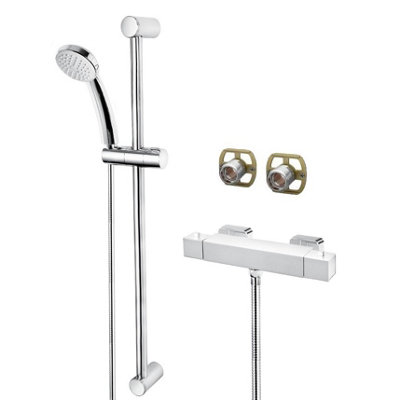 Bristan Cascade Edge Square Chrome Thermostatic Bar Shower Mixer & Fast ...