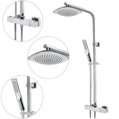 Bristan Cascade Trapeze Thermostatic Square Bar Mixer Shower Chrome Rigid Riser