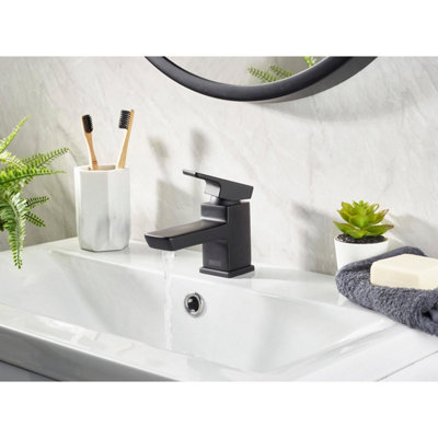 Bristan Cobalt Basin Mixer Tap with Clicker Waste - Black