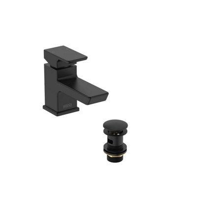Bristan Cobalt Basin Mixer Tap with Clicker Waste - Black